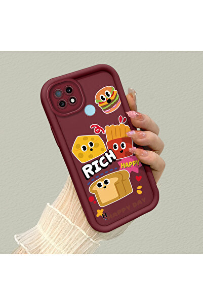 ucuc حافظة كرتونية مرنة متوافقة مع هاتف Realme C21 باللون العنابي