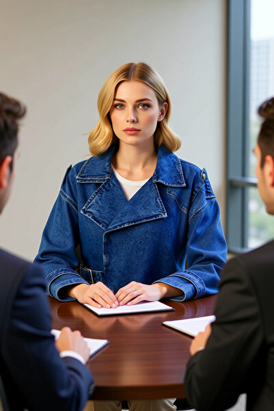 BENERLY Women's Oversized Low Sleeve Jacket Collar Denim Blazer 100% Cotton F...