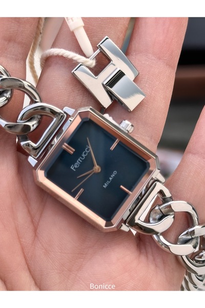 Ferrucci Chain Model (Additional Link) Stylish Box, Silver Color Steel Cord, Women's Wristwatch+Bracelet