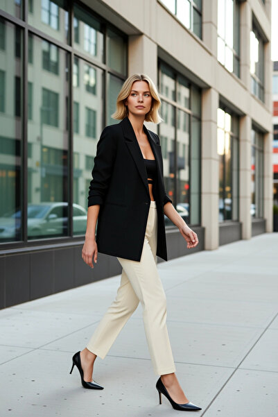 BENERLY Women's Regular Jacket Collar Long Sleeve Standard Sleeve Woven Blaze...