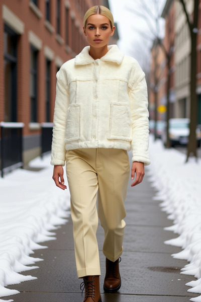 BENERLY Women's Oversized Mock Neck Low Arm Faux Fur Coat 100% Polyester Func...