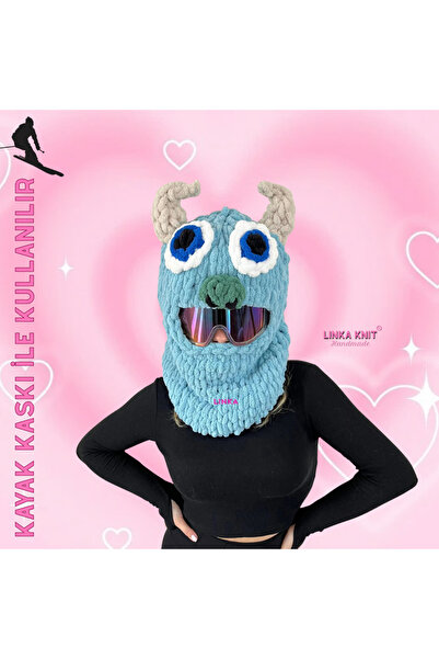 Linka Knit Sully Snowboard Kask Koruyucu Maske, Soğuktan Koruyan Eğlenceli Tasarım Maske, Kask Üstü Maskesi
