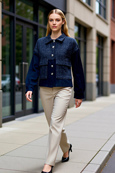 BENERLY Women Shirt Collar Standard Sleeve Plain Pattern Woven Jacket Functio...