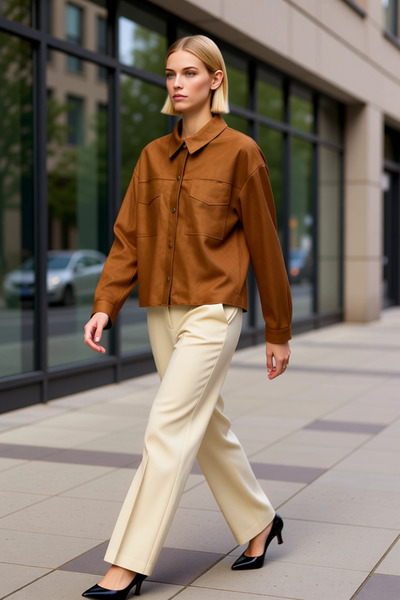 BENERLY سترة نسائية بياقة قياسية وأكمام عادية ونمط عادي، مصنوعة من البوليستر ...