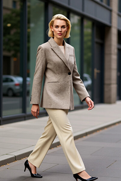 BENERLY Women's Double-Breasted Collar Standard Sleeve Cashmere Blazer Jacket...