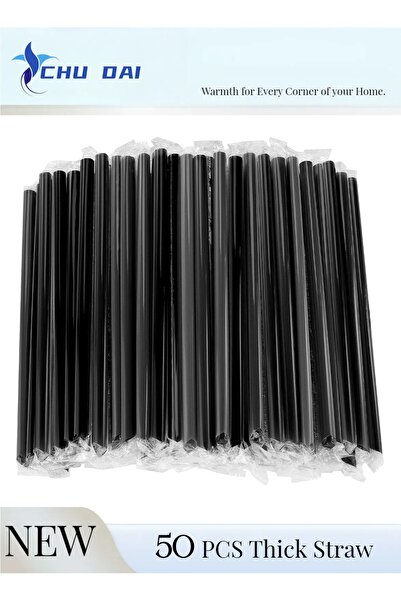 CHU DAI 13 mm X 190mm (50 Pcs) Disposable Straw Boba Straws Jumbo Smoothie Straws