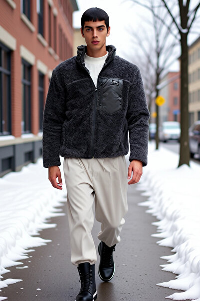 BENERLY Men's Mock Neck Standard Sleeve Plush Coat Functional Durable Quality...