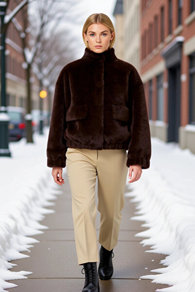 BENERLY Palton de damă cu guler înalt, mâneci standard, croială supradimensio...