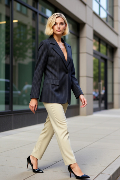 BENERLY Women's Jacket Collar Long Sleeve Regular Fit Striped Woven Functiona...