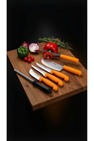 Yatağan Zeybek Profesyonel 5 Parça Mutfak Bıçak Seti Soğan Satırı, Kesme, Doğ...