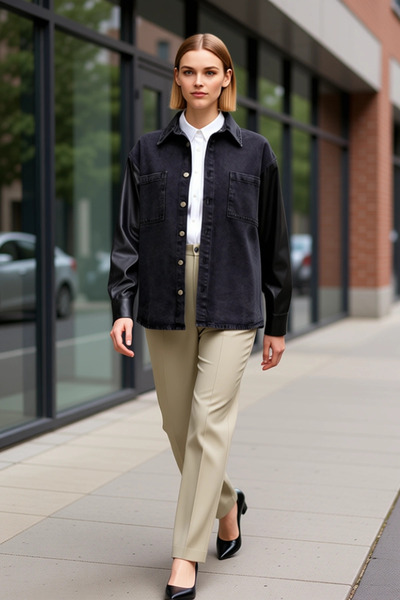 BENERLY Women's Shirt Collar Standard Sleeve Plain 100% Cotton Fit Functional...