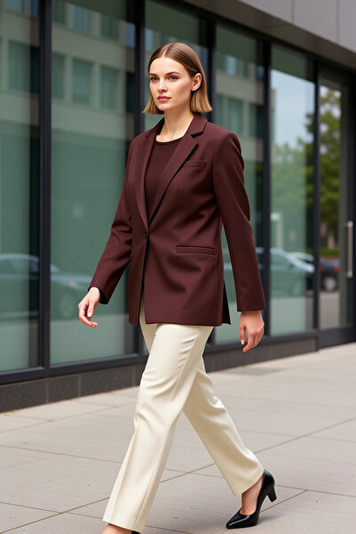 BENERLY سترة نسائية بياقة قياسية وأكمام عادية وأزرار منسوجة وعملية ومتينة وعا...