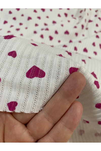 Butik Babadağ kumaş tek ölçü 120x2.50cm pembe kalp pamuklu kaşkorse