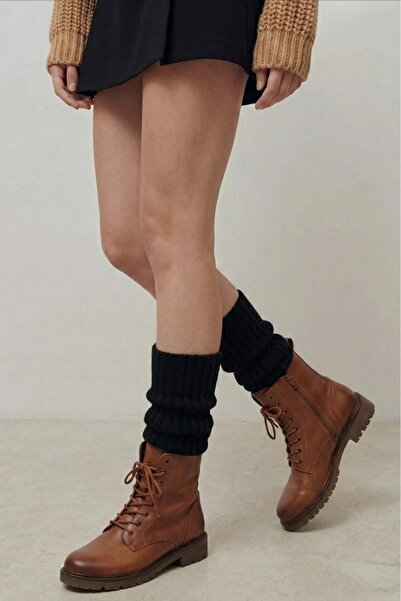 KOZİA OUTDOORS Doğal Yün Tozluk Fitilli Kışlık Beyaz Kadın Dizlik Kalın Ayaks...