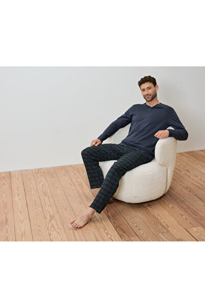 Tchibo Men's Pajamas, Flannel, Blue/Checkered