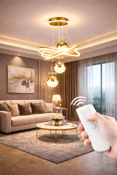 qwell Luxury halo chandelier with a modern design and smart control