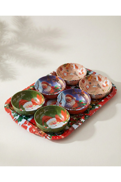 Zera Dizayn Zera Winter Joy Metal Tepsili Yılbaşı Temalı Çerezlik ve İkram Su...