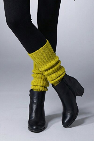 KOZİA OUTDOORS Doğal Yün Tozluk Fitilli Kışlık Beyaz Kadın Dizlik Kalın Ayaks...