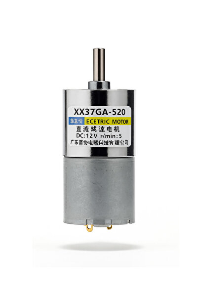Alkatronik 37GA-520 12V 37mm 5rpm Redüktörlü DC Motor Metal Dişli Yüksek Tork...