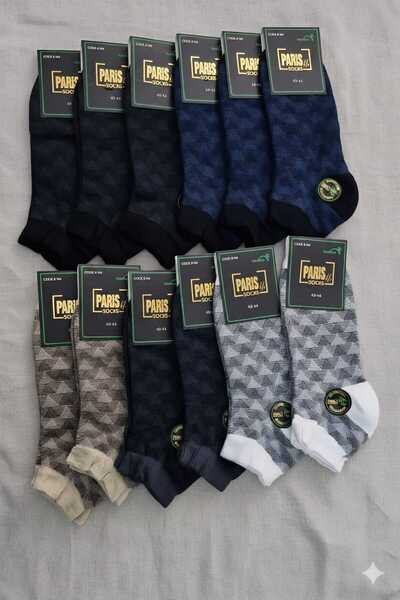 Paris Life JAKAR ERKEK BAMBU PATİK ÇORAP; ASORTİ 12'Lİ KUTU (40-44)