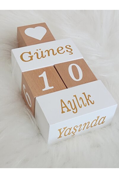 Yoyowoods Ahşap İsimli Anı Küpü (Altın Yaldızlı)