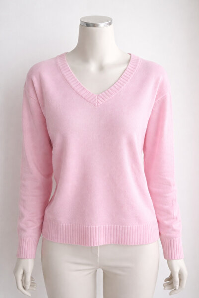 LARA GİYİM KADIN V YAKA KAZAK Rahat Kumaş OVERSİZE Pamuklu Kazak