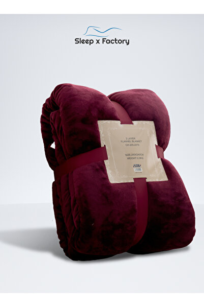 Sleep x Factory بطانية شتوية مزدوجة الجوانب من المخمل والفرو – 200 × 240 سم