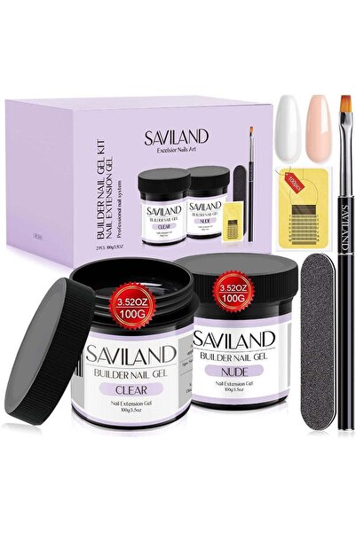 Saviland Builder Nail Gel Kit – 2 Colors (Clear & Nude)