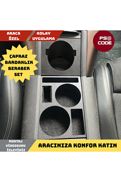 psa code 2019-2026 Peugeot Rifter-Berlingo-Combo-Doblo uyumlu Orta Konsol Bardaklık ve Çapraz Bardaklık Set
