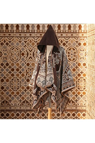 DU Women's poncho shawl, hooded scarf - a thick winter shawl with a soft texture for autumn and cold winter nights