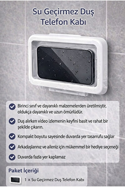 Eco Lounge Duş Telefon Kabı Su Geçirmez Duvara Yapıştırmalı Banyo Telefon Tut...