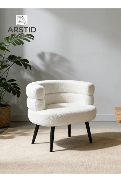 ARSTID كرسي مريح من قماش البوكليه مع مسند ظهر منحني مزدوج الطبقات لغرفة المعي...