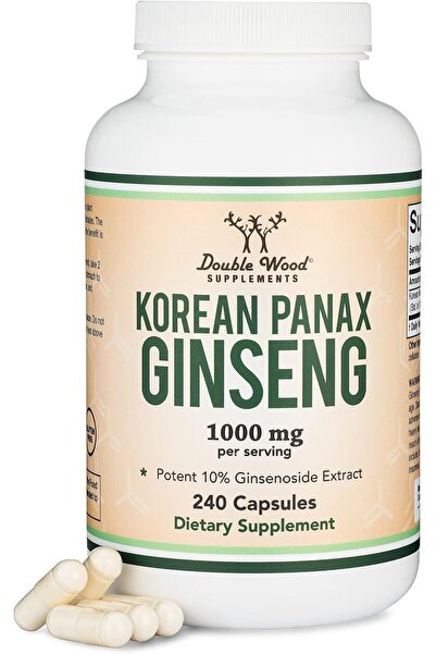 Double Wood Supplements Ginseng Capsules (Korean Red Ginseng Extract, Panax G...