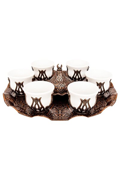 E orient Six-Piece Metal Coffee Cup Set _ Special Set for Coffee Presentation |   Arabian Espresso & Zemzem Set