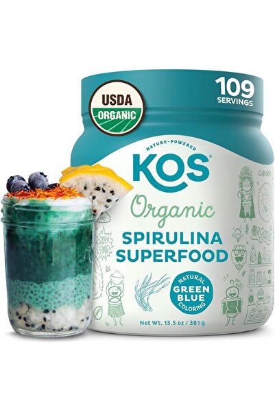 Kos Organic Spirulina Powder - USDA Certified Organic, 109 Servings of Superf...