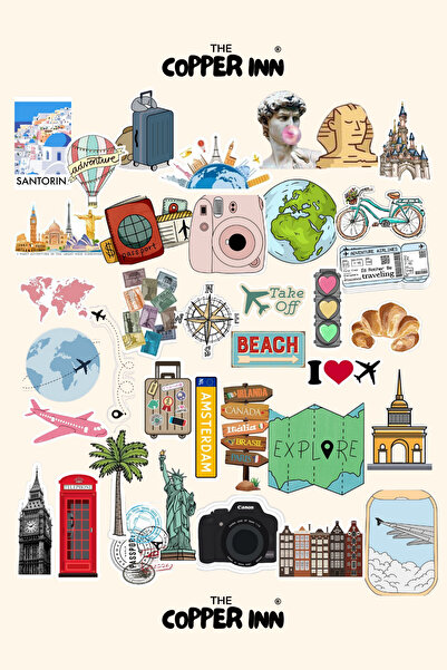 The Copper Inn 37 Adet Seyahat Gezi Dünya Turu Travel Sticker Seti Scrapbook ...