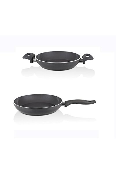 FALEZ Ceramic Pan and Saucepan Set 24 cm Smoked Color