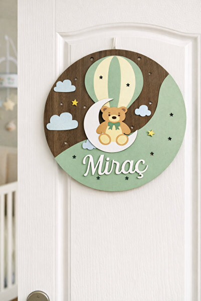 NuvioKids Kişiye Özel Bebek Kapı Süsü, Ahşap Bebek Odası ve Hastane Odası Kap...