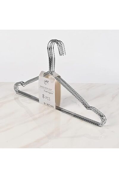 Generic Durable Silver Iron Clothes Hangers Set of 8