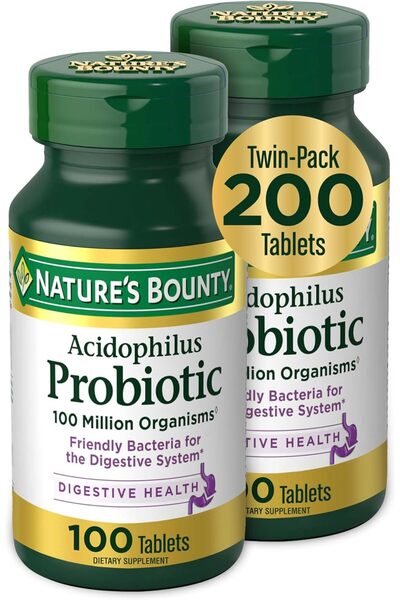 Nature's Bounty Probiotic Acidophilus, Twin Pack, 100 Tablets Each