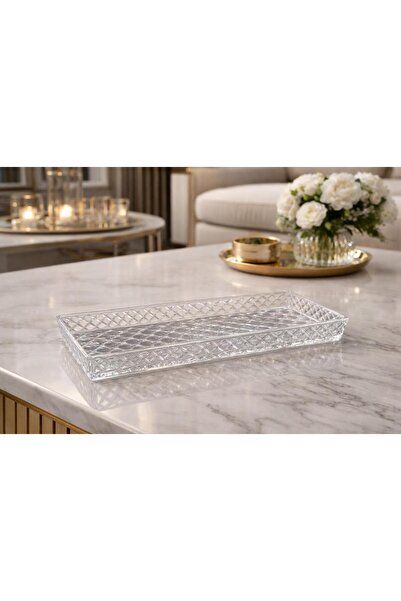 Wow Home وعاء تقديم زجاجي مستطيل بتصميم أنيق - تصميم خاص يضفي الأناقة على الطاولات