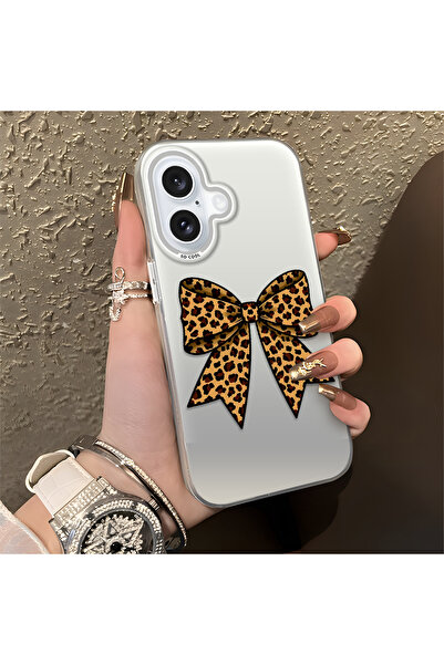 ucuc غطاء حماية متين متوافق مع آيفون 16 مصنوع من السيليكون مع تصميم الفهد وال...