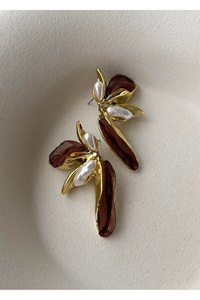 mos&more by mosev أقراط من التول البني