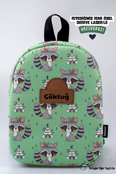 Minilee Rakun Kabilesi – Rakun Desenli Anaokulu Kreş Çocuk Çantası Kişiye Öze...