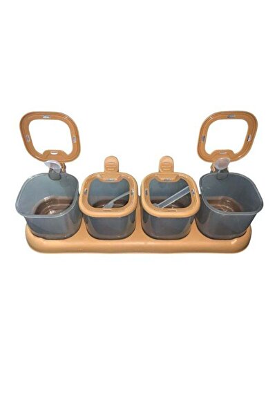 Roomlyne طقم روملين مكون من 4 علب توابل بلاستيكية مع ملاعق وحامل