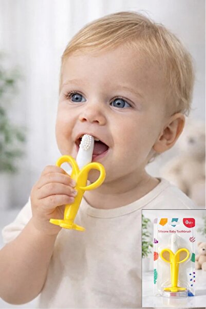 İndirimKap Muz Şekilli Diş Kaşıyıcı Ve Diş Fırçası Bebekler İçin Önleyici Aya...