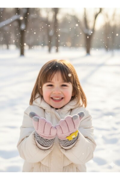 MİNİKO KİDS KİTTİ 25240-01 KIZ ÇOCUĞU ÖRME TRİKO ELDİVEN 9-12 YAŞ