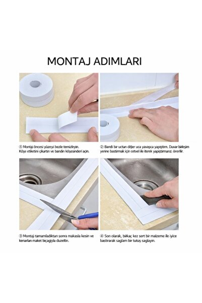 obrigado Su Geçirmez Sızdırmaz Bant 3m Gri – Mutfak Lavabo Banyo Duşakabin İzolasyon Bandı