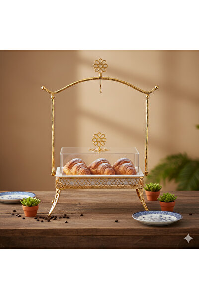 casa rosa rectangle cake stand with acrylic Lid, small