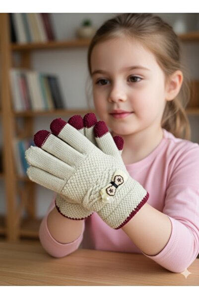 MİNİKO KİDS Ki̇tti̇ 25240-02 Girls' Knitted Tricot Gloves 9-12 Years